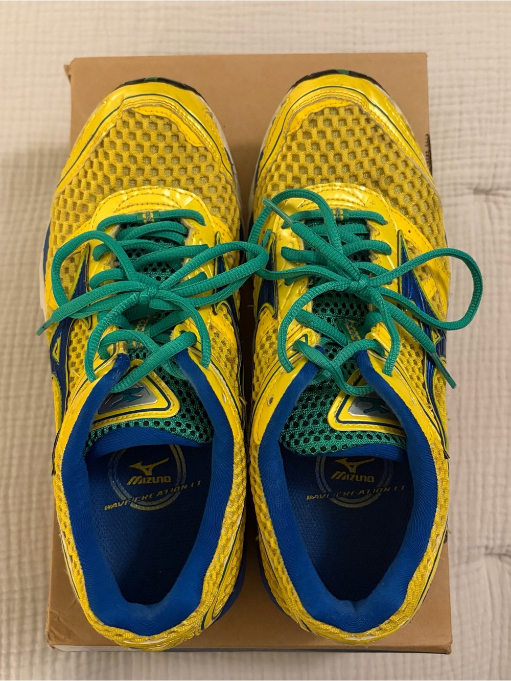 Mizuno Wave Creation 13 Yellow, Green & Blue Running Shoes - Women’s SZ 9 w/box!